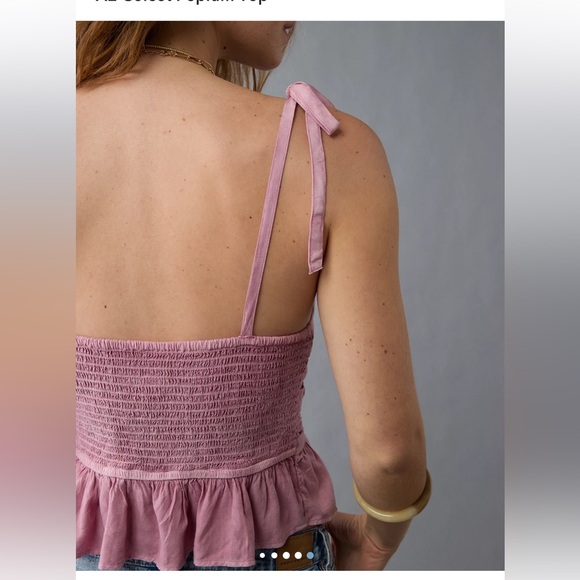 New with Tags American Eagle Outfitters AE Corset Peplum Top in Purple - Picture 6 of 9